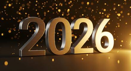 Metallic 2026 Numbers Close-Up