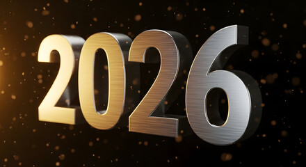 Metallic 2026 Numbers Close-Up