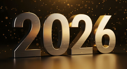 Metallic 2026 Numbers Close-Up