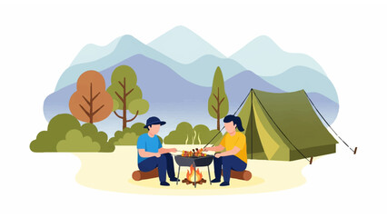 outdoor barbecue illustration