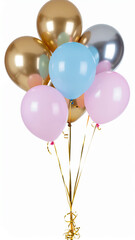Gold balloon blue balloon pink balloon background holiday elegant party bouquet floating festive latex helium tied ribbon