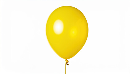 Yellow balloon background holiday cheerful glossy balloon floating on white background with ribbon and soft highlight