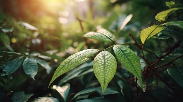 Nature of green leaf in garden at summer. Natural green leaves plants using as spring background