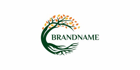 set of best tree logo collections, tree with green leaves. Logo, symbol, icon, illustration, vector, template, design