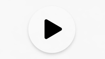 Simple Black Play Button Icon on White Circle Background.