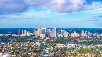 Aerial View of Fort Lauderdale Coastline and Cityscape, Florida”