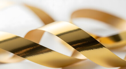 Curled Golden Ribbon Close-Up