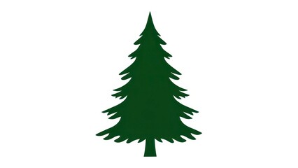 Simple Green Fir Tree Silhouette Isolated on White Background.