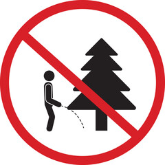 Prohibition Sign Forbidding Urinating on a Tree