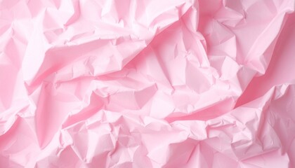 Pink crumpled paper background and texture. Wrinkled creased paper white abstract 
