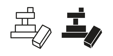 Wooden block icons. High-quality vector designs