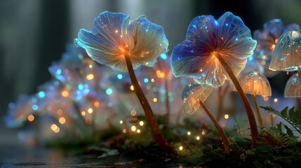 Glowing mushrooms in a mystical forest (1)