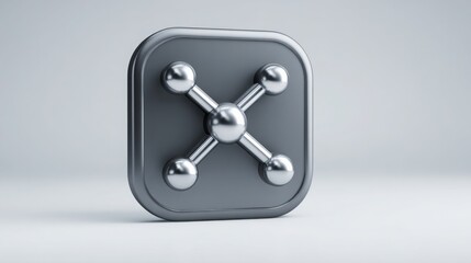 Shiny chrome surface with repeating pattern of chromed elements symbolizing a node in a user interface network