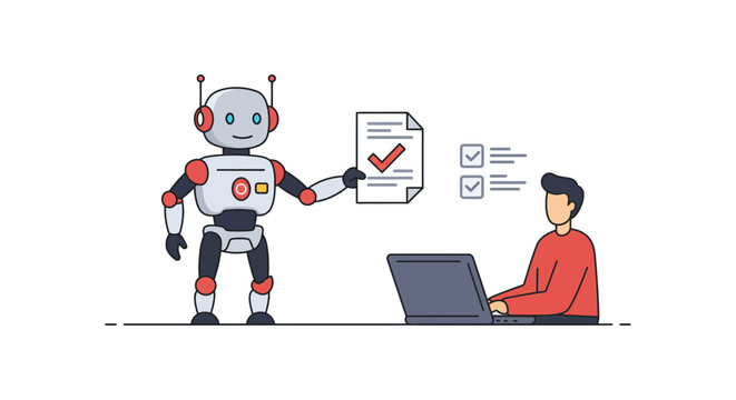 ai automation completing tasks for a man working on a laptop showcasing efficiency and productivity in the modern office ideal for tech blogs