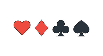 card suits symbolic heart diamond club spade symbols representing playing cards used in games of chance and representing risk casino night theme