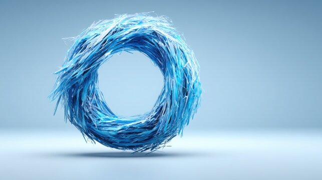 Striking blue circular object illustrating loops generating scalability in a circular growth mesh concept
