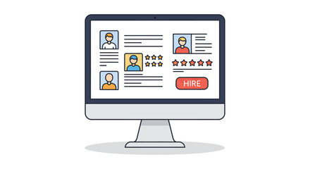 reviewing job candidates on a computer evaluating qualifications and experience for informed hiring decisions perfect for hr tech solutions