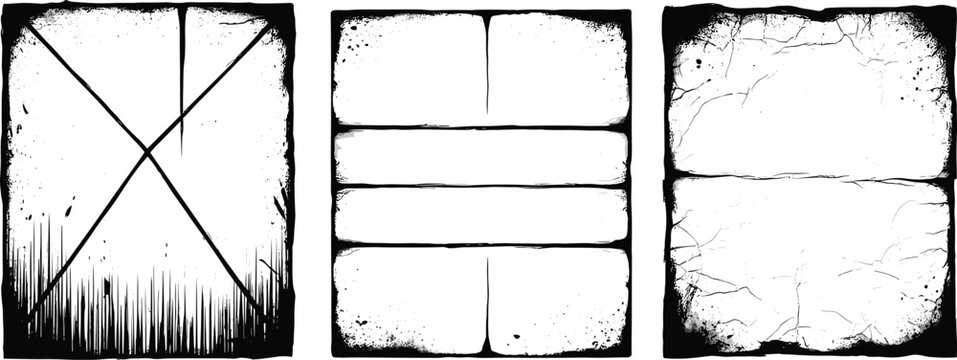 Grunge Square Elements Textures, Grungy Frames, Rough Designs, Vintage Aesthetics, Graphic Structures