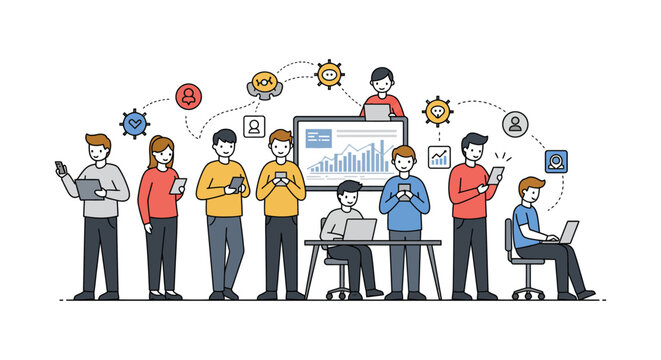 Technology connection people using digital devices to communicate and share data depicting global network  modern lifestyle ideal for tech blog