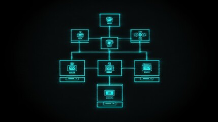 Tree formed by electronic devices representing corporate ai empowerment execution roadmap conceptualization