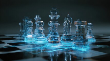 Chess set on a chess board symbolizing strategic planning and corporate empowerment in ai development framework