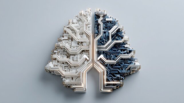 Brain composed of electronic components illustrating the intersection of neuroscience and technology in modern research