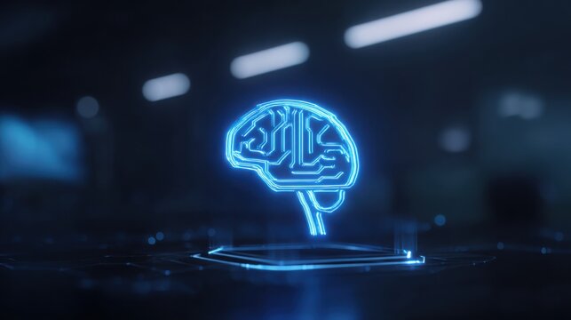 Human brain on laptop symbolizing the integration of technology and intelligence in corporate ai market success framework