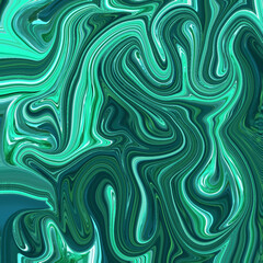 Flowing teal and emerald marble-like fluid artwork with smooth curves and layered motion. Rich abstract, marble, texture, flow, vibrant lines create immersive depth.
