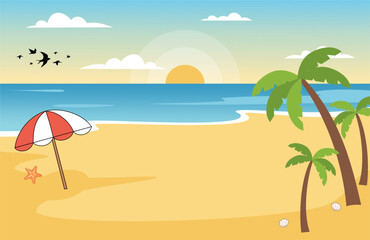 Obraz premium vector illustration of a beach