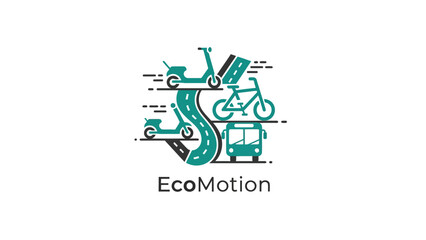Stylized illustration showcasing various modes of transportation, including scooter, bike and bus