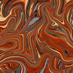 Vibrant red-orange fluid abstract with marble, texture, pattern, dynamic, liquid movement creating an energetic swirling composition.