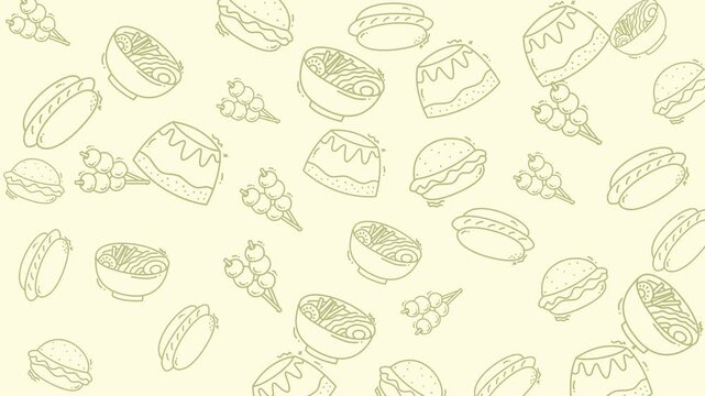 Seamless Line Art Japanese Street Food Pattern Design Decoration