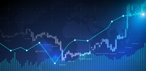 Trading background blue background or stock market vector
