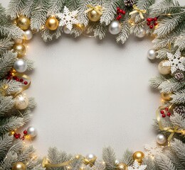 Arri&egrave;re-plan cadre d&eacute;coration de No&euml;l avec un fond blanc