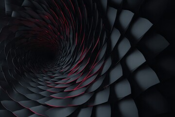 Abstract dark tunnel with glowing red light