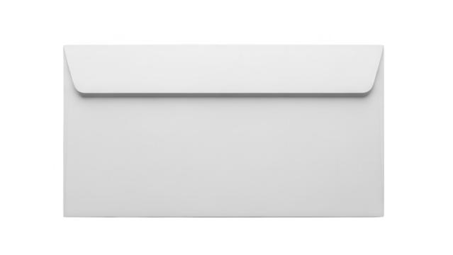 Plain white business correspondence envelope presented in a top down view against a dark backdrop.