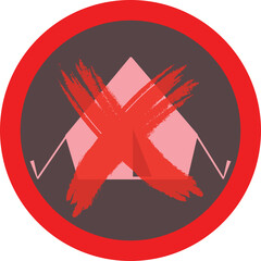 Obraz premium Red Cross Symbol Over Pink Triangle and Dark Gray Circle Against Transparent Background Graphic Design Element