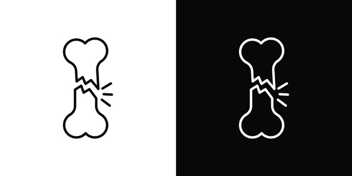 Broken bone icon symbol, Set of line icons pack