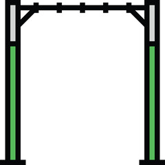 Obraz premium Simple Line Drawing Of An Archway Structure With Green Poles And A Gray Top Bar Against A Transparent Background Perfect For Graphic Design Elements