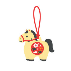 Horse clay bell lucky charm icon illustration