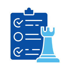 Strategy In Blue Style, Vector Illustration