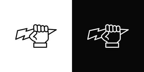 Hand with Power icon symbol, Set of line icons pack