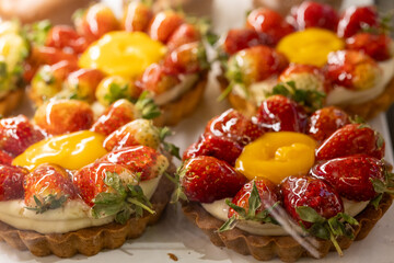 Close-Up of Mini Strawberry Pastries