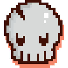 Obraz premium Pixel Art Skull Icon With Transparent Background And Subtle Shadow Effect