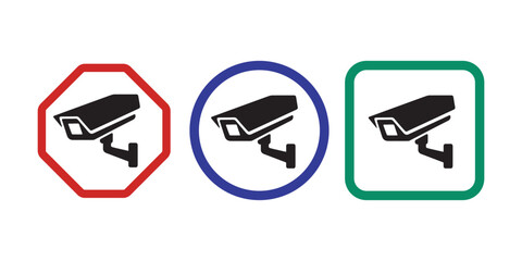 Surveillance Camera Icons &ndash; Red Octagon, Blue Circle, Green Square