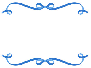 Obraz na płótnie Canvas かわいい青いリボンのフレーム。ベクター、飾り枠