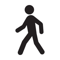 Walking Person Icon – Black Silhouette in Motion