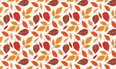 Minimalist Autumn Leaves Seamless Pattern on Cream Background