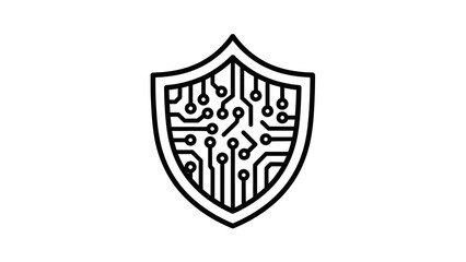A stylized shield icon representing digital security and technology with a circuit board pattern inside.