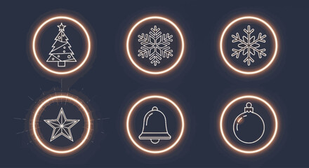 Glow Ring Christmas Icon Set